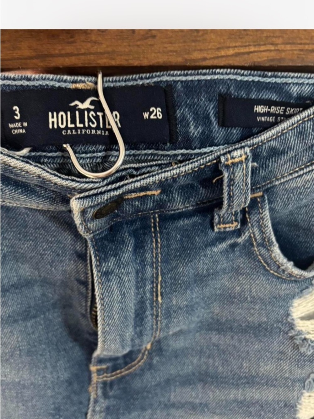 Y2K Hollister high rise distressed denim mini skirt - Picture 3 of 5